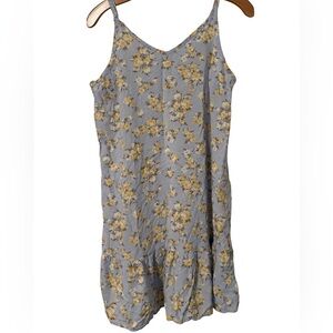Lightweight Summer Yellow Blue Floral Slip Dress